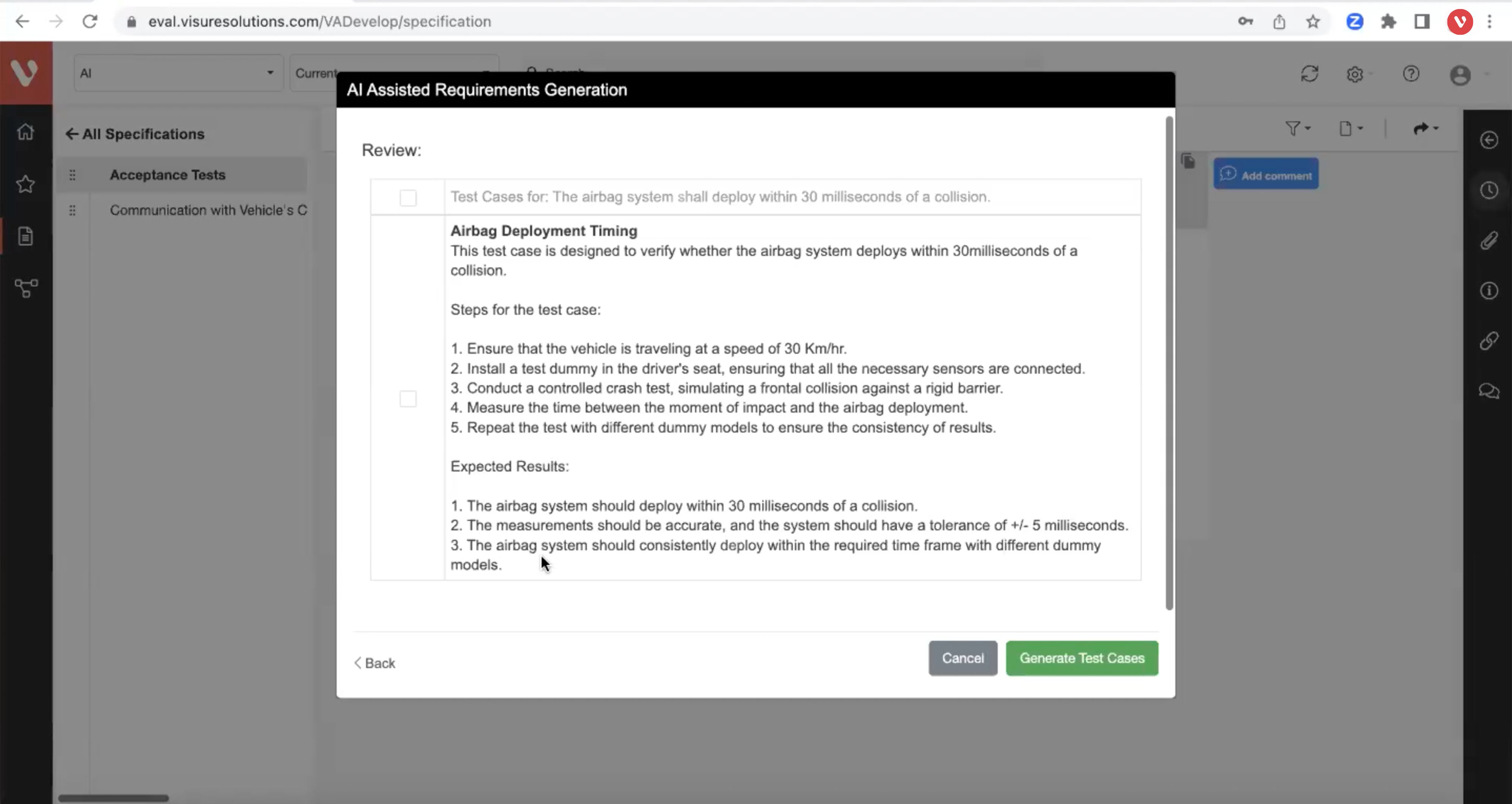 Visure AI for AI in Automotive Test Management